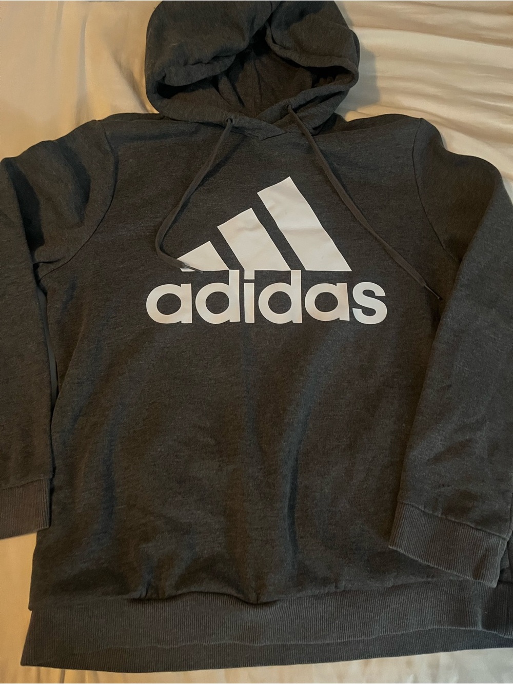 adidas kids Dark Gray Logo Hoodie Sweatshirt 16/18